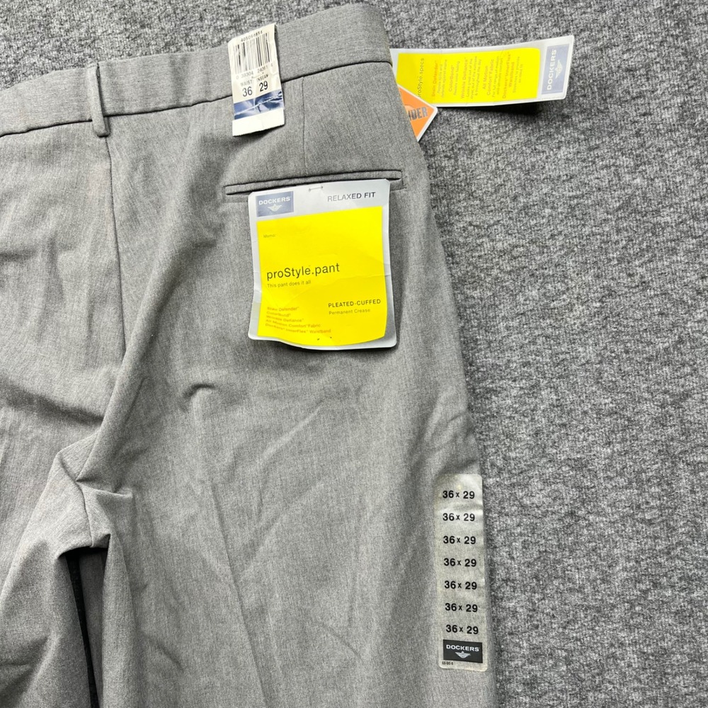 Dockers Dress Pants Mens 36x29 Gray proStyle Relaxed Fit Pleated Cuffed 40509465 - Picture 15 of 16